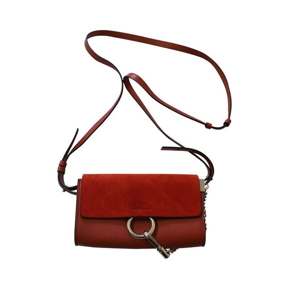 Pre Loved Chloe  Faye Small Shoulder Bag in Red Leather - Picture 4 of 7